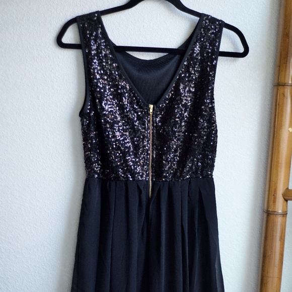 ISSI Sequence Chiffon Black Mini Dress Small - Picture 4 of 13